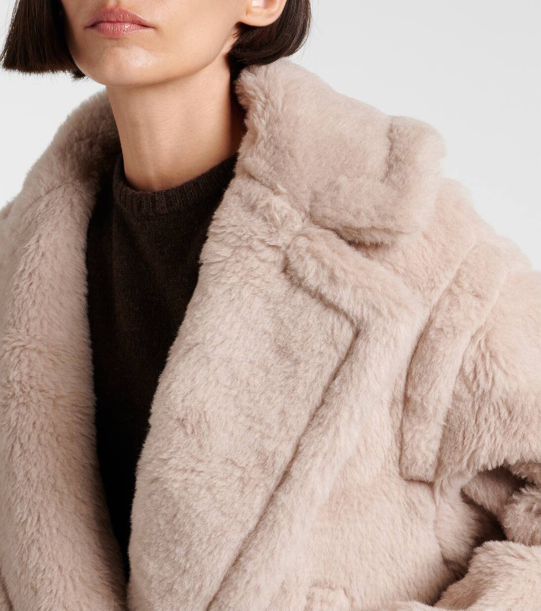 Плюшевый жакет Radice из альпаки, шерсти и шелка Max Mara, цвет cacha — фото 4