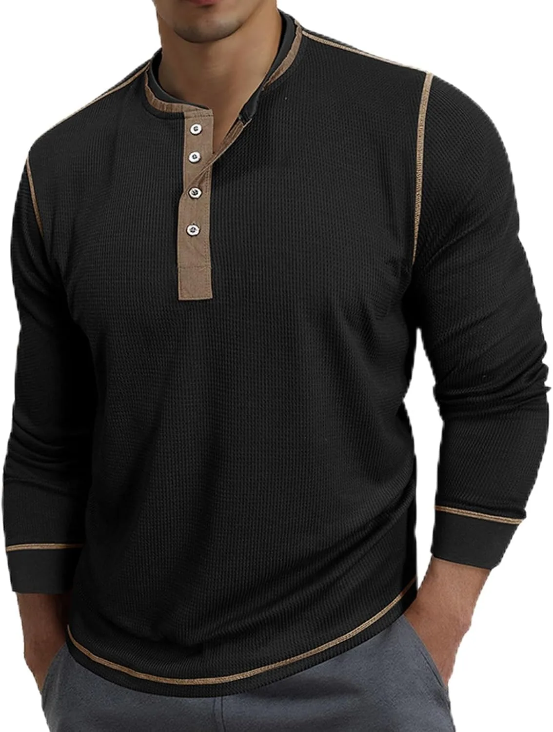 

Мужская футболка Henley с длинным рукавом, Slim Fit YSERB