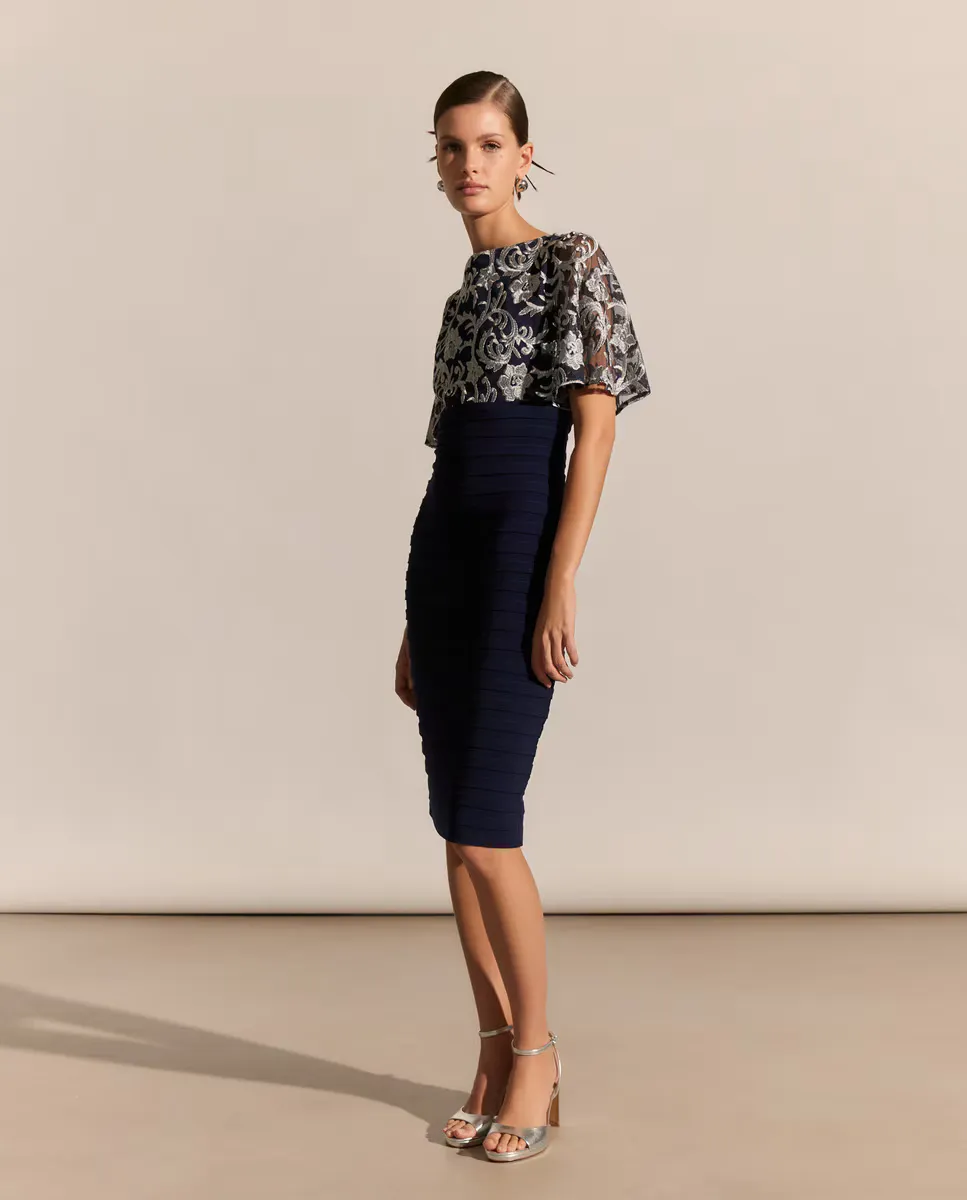 

Короткое платье на шнурках Woman Fiesta El Corte Inglés, тёмно-синий