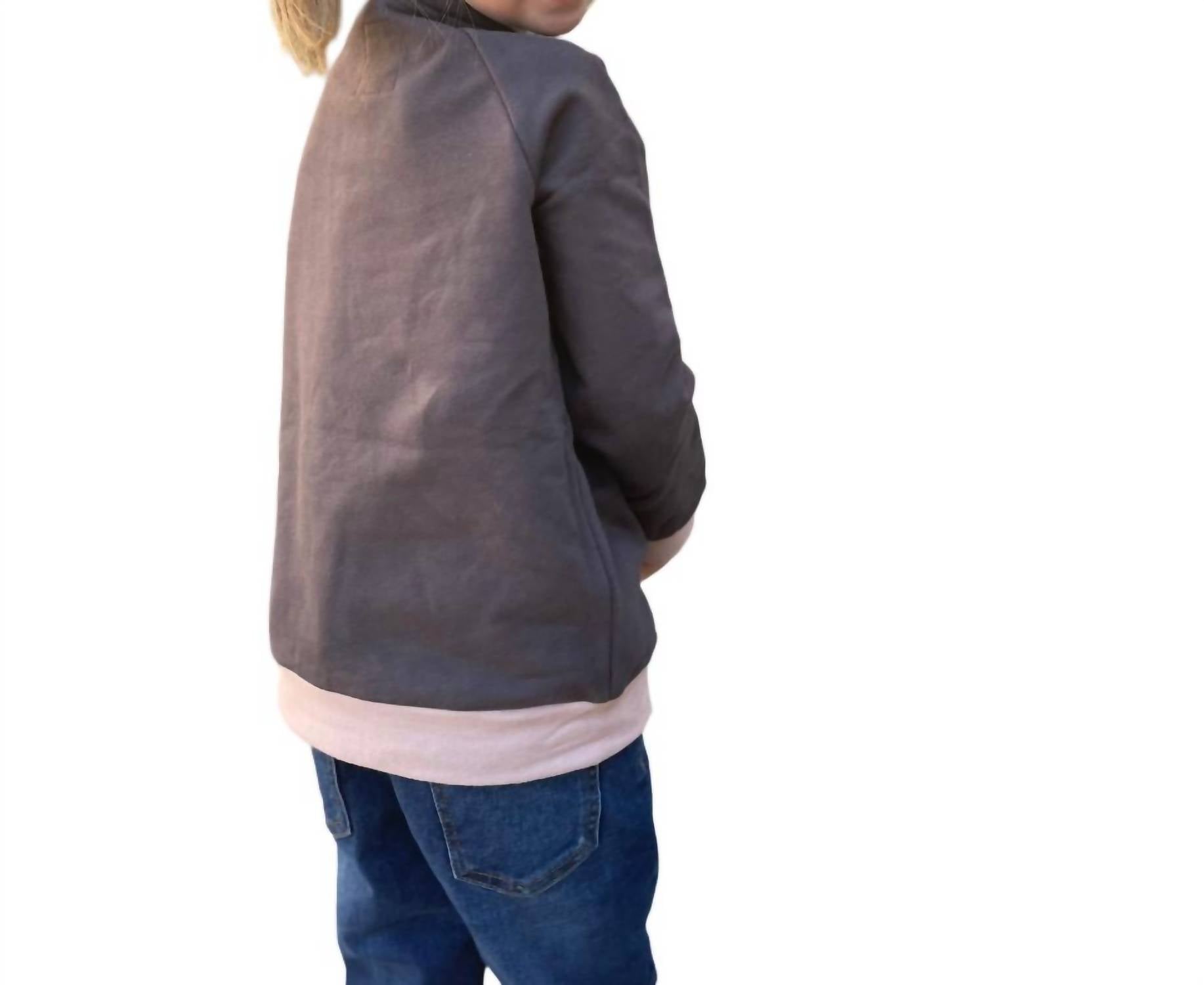Детский худи с боковой молнией в цвете уголь и пыльная роза AMPERSAND AVE, лиловый — фото 2
