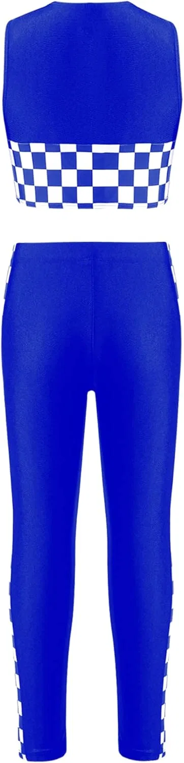 Детский спортивный костюм из полиэстера Jugaoge, топ и леггинсы, Royal Blue — фото 2