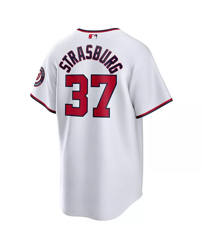 Мужская реплика домашней футболки Washington Nationals Stephen Strasburg белого цвета Nike — фото 3