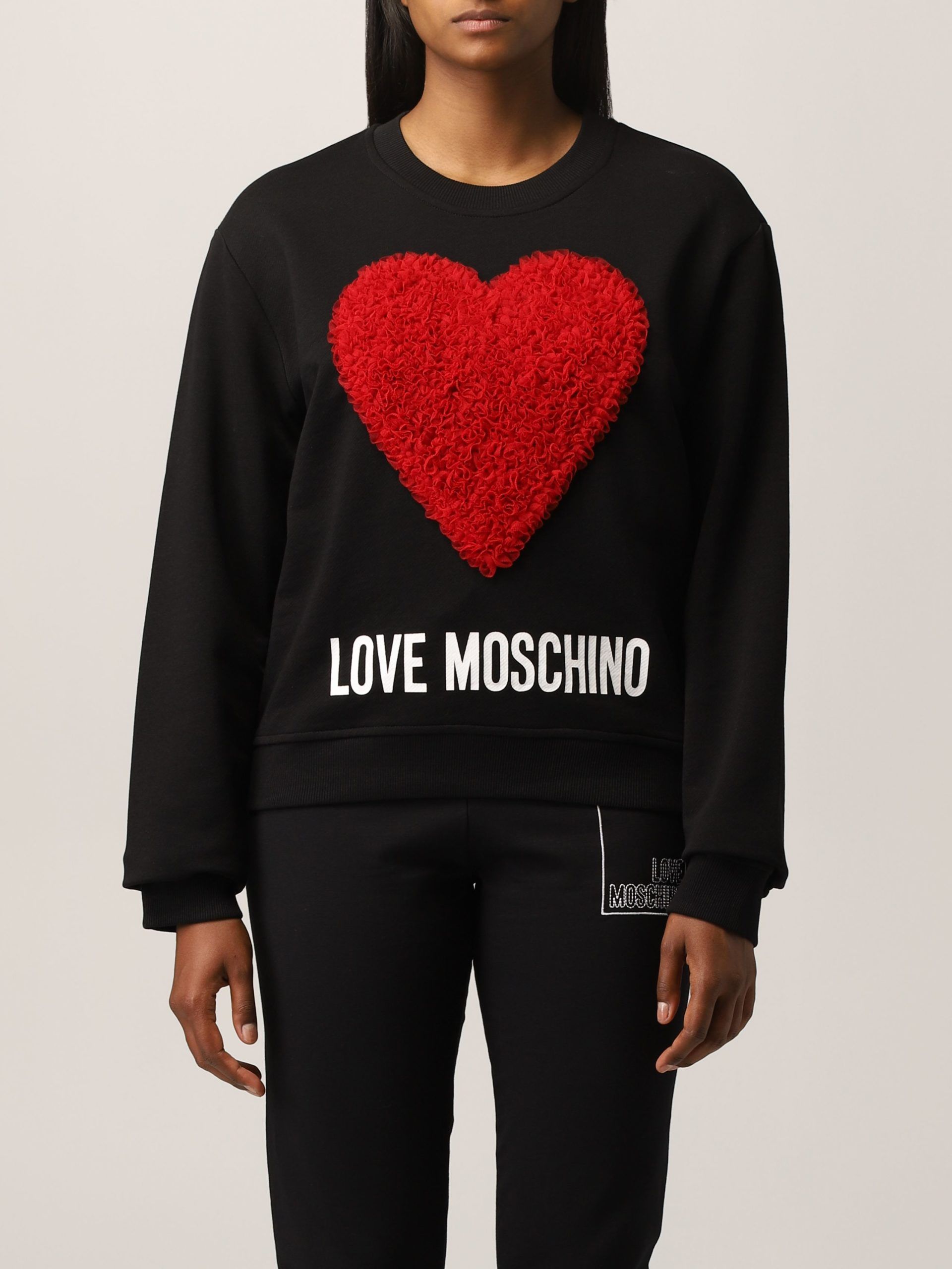 

Черный хлопковый женский свитер LOVE MOSCHINO
