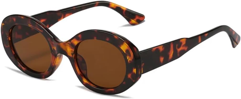 

Солнцезащитные очки для мужчин и женщин - защита UV400 - маленькие круглые линзы с леопардовым принтом, цветные, для занятий спортом на открытом воздухе и вождения DSVIGF, Leopard-brown