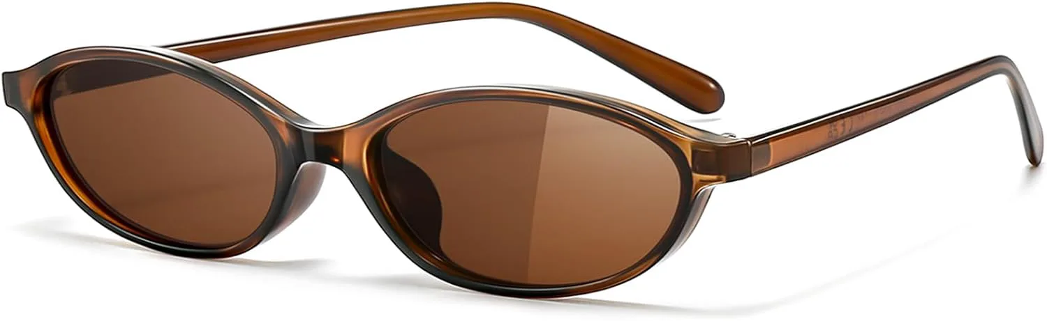 

Женские ретро-солнцезащитные очки SUNGAIT овальной формы, стильные «кошачий глаз», в стиле 90-х, легкие, с защитой от УФ-излучения, Brown Frame/Brown Lens