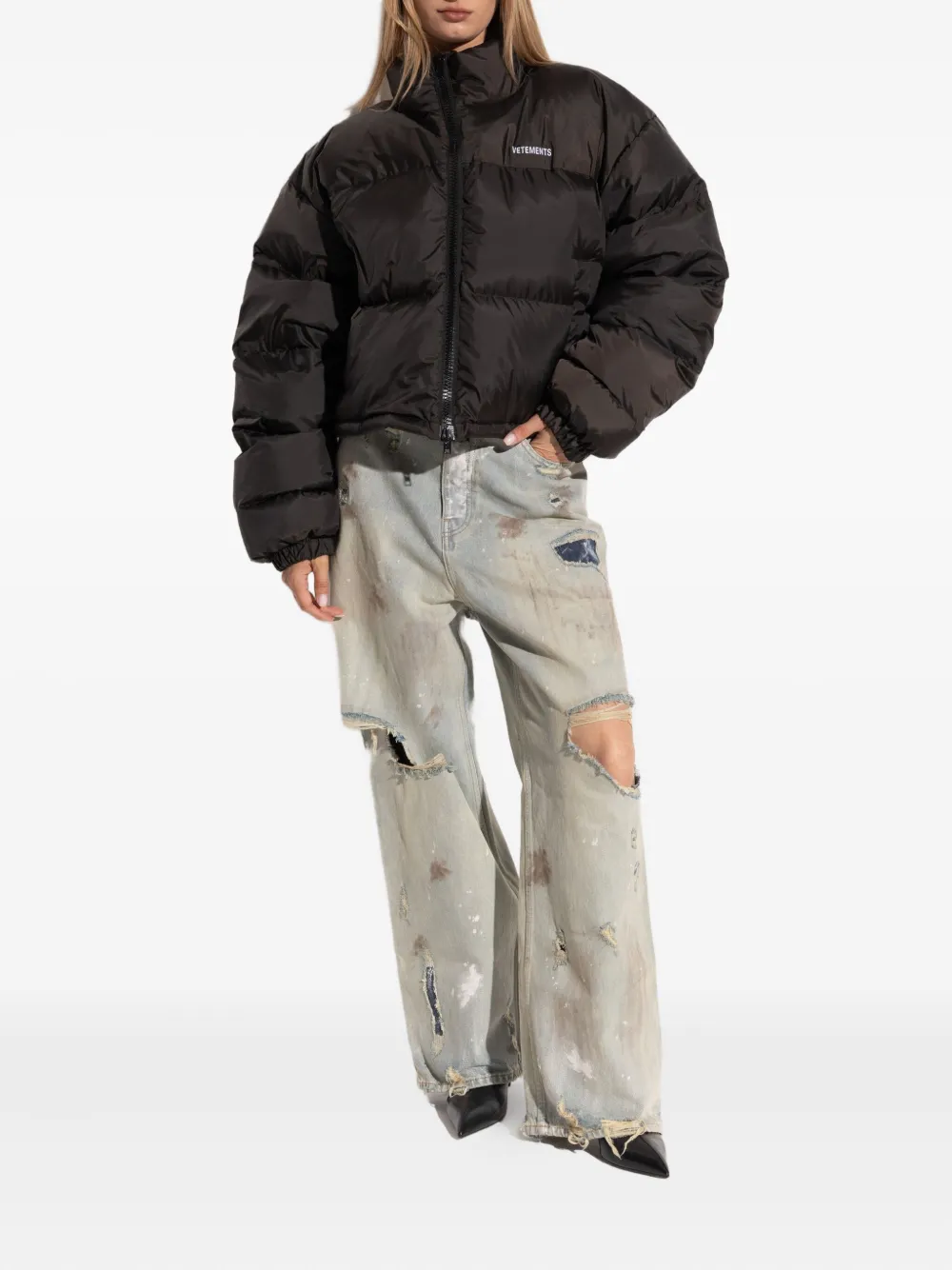 Куртка-пуховик с вышитым логотипом VETEMENTS, черный — фото 2