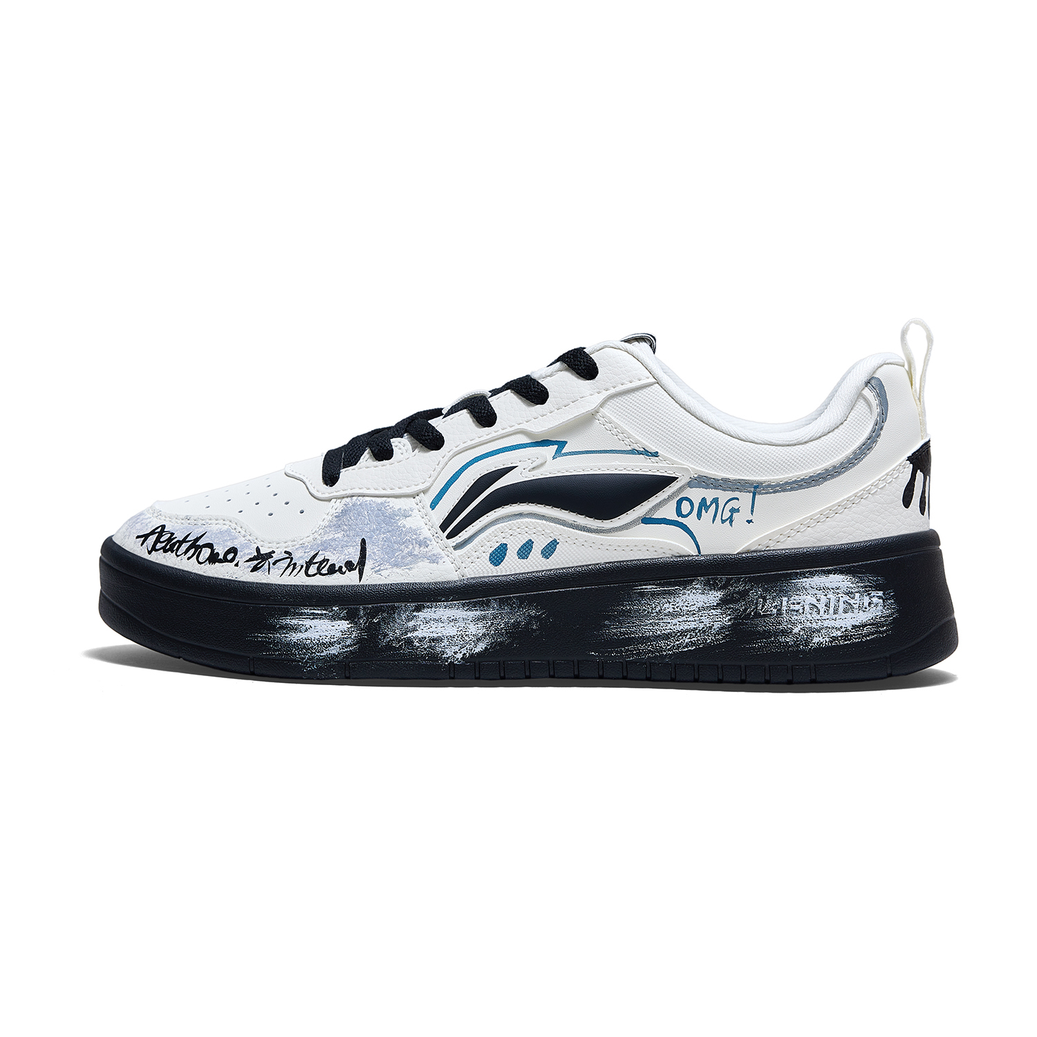 

Раннее Облако Дышащие Увеличение Роста Низкие Кроссовки для Скейтбординга Мужские LINING, черный/белый