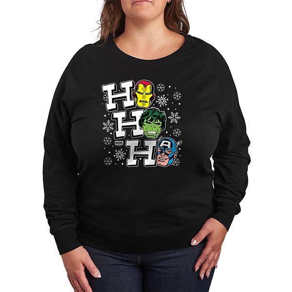 

Футболка с длинным рукавом French Terry Plus Size Ho Ho Ho Marvel, Black, Черный, Футболка с длинным рукавом French Terry Plus Size Ho Ho Ho Marvel, Black