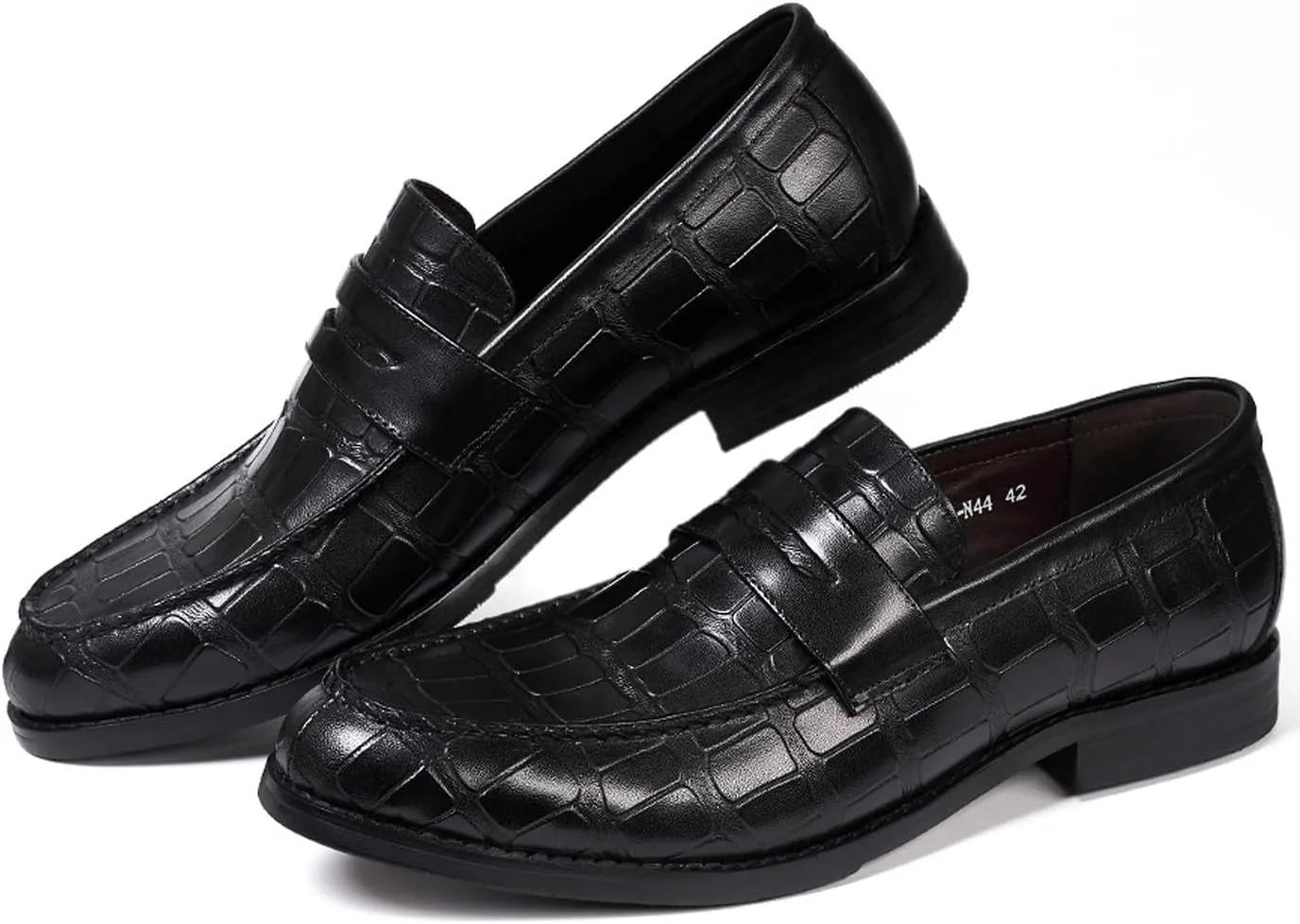 Мужские лоферы Santimon Mens Penny, формальные туфли на утяжке, из натуральной кожи с закругленным носком, мокасины для бизнеса и повседневной носки, для выпускного, свадьбы, комфортные модные туфли под смокинг для мужчин, черный — фото 3