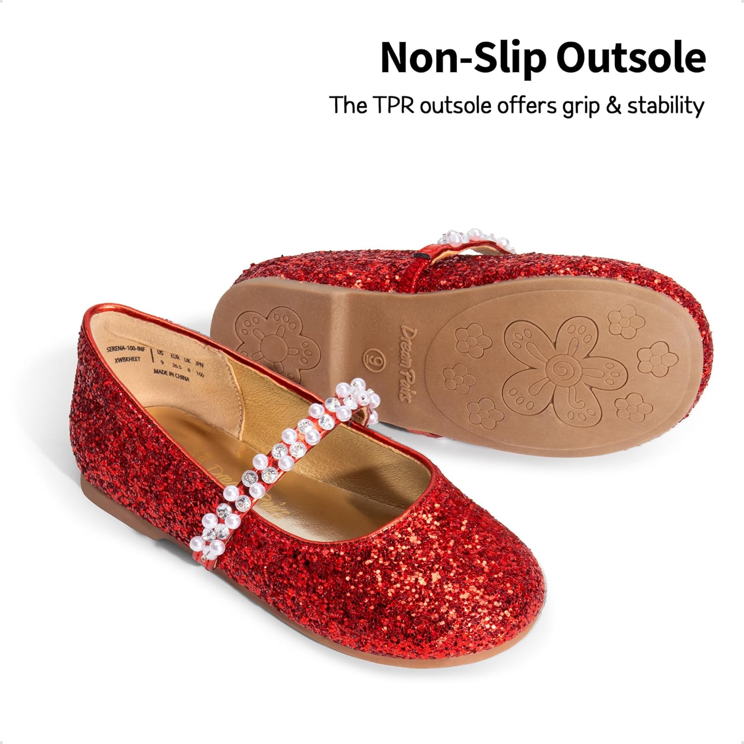 Туфли для девочек DREAM PAIRS Mary Jane Ballerina Flats для свадьбы, вечеринок (малыши/маленькие дети/старшие дети), красный — фото 4