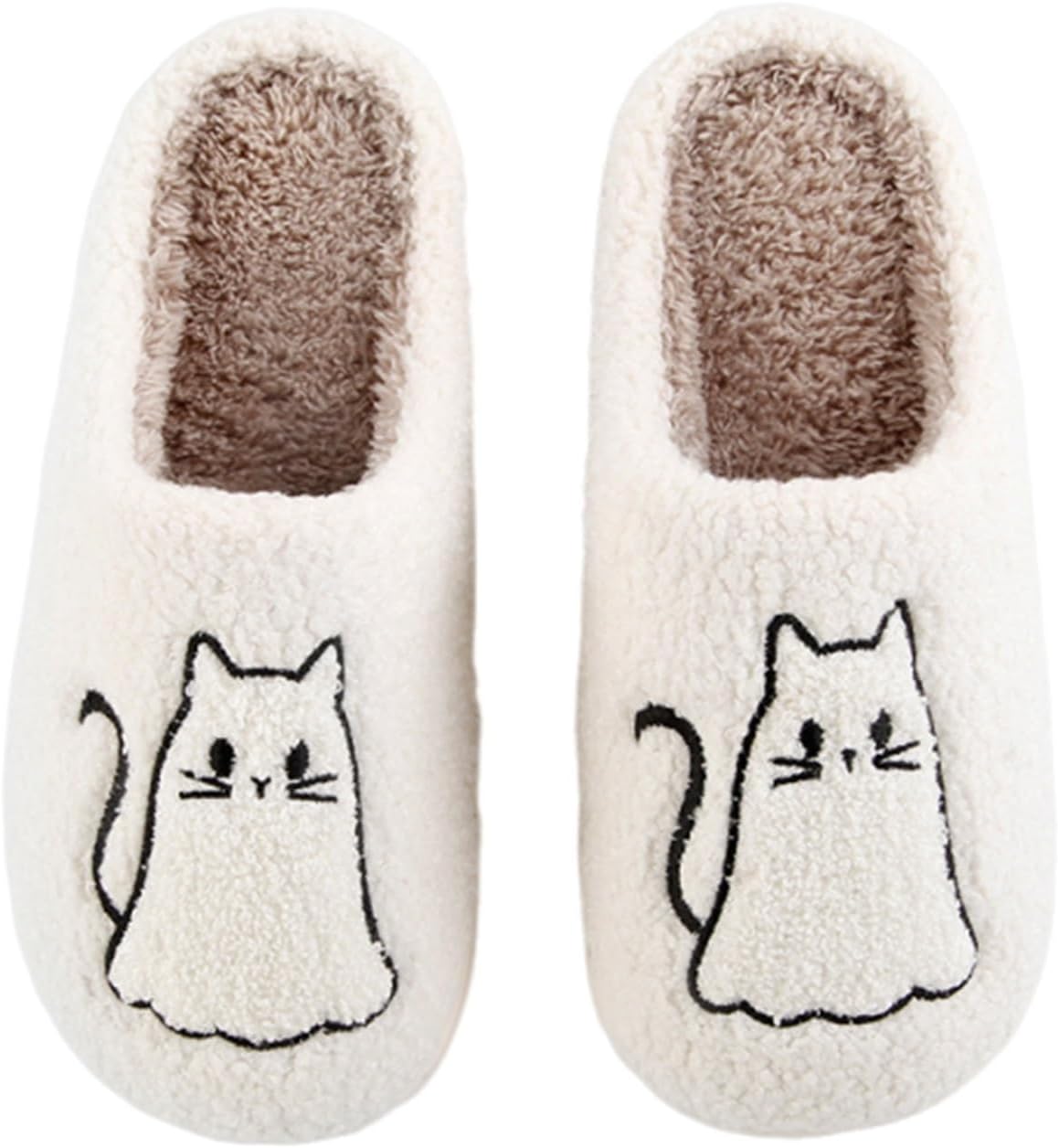 

Женские и мужские домашние тапочки с эффектом памяти, мягкие, без шнурков, противоскользящие, пушистые, для дома и улицы Edobao, Ghost Cat