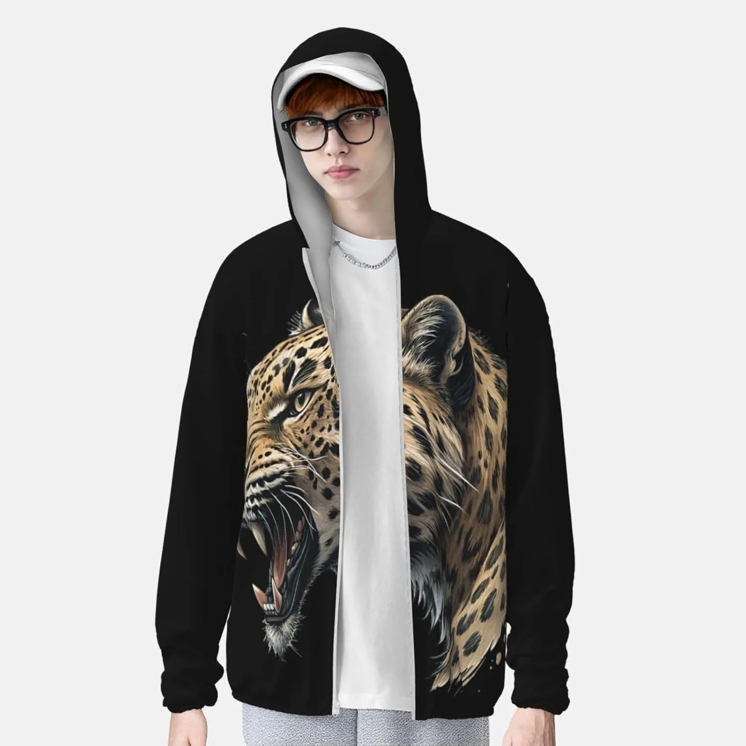 Джерси Jaguar Animal с защитой от солнца, длинный рукав, легкая спортивная одежда с молнией для мужчин и женщин — фото 2