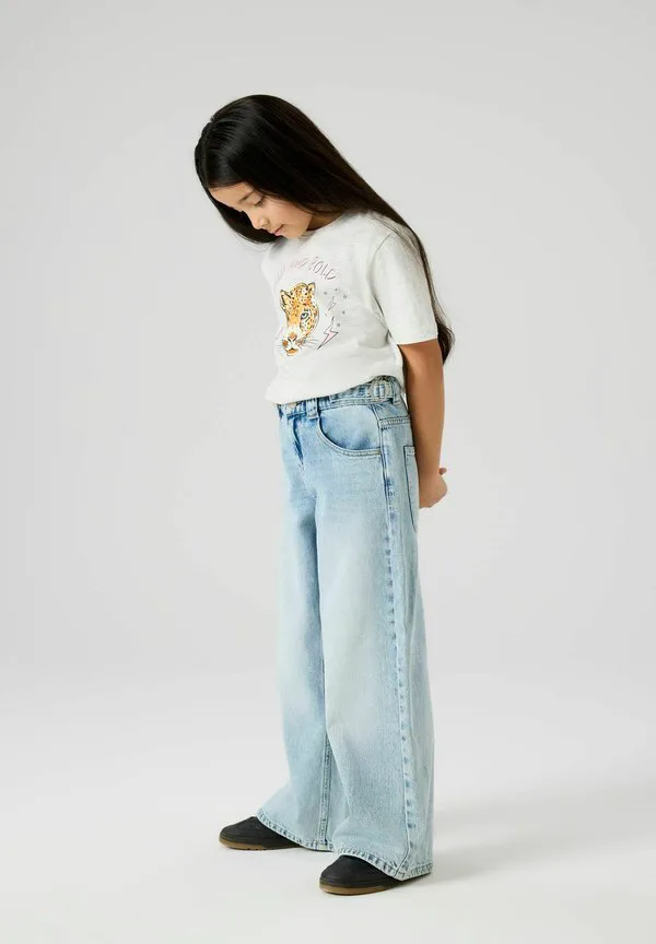 Джинсы свободного кроя bella с пряжкой Name It, Light Blue Bleached Denim