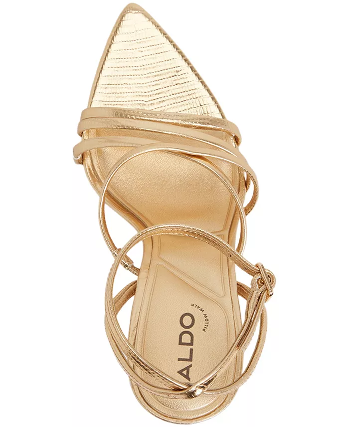 Женские босоножки Solania на каблуке с ремешками ALDO, золотой — фото 3