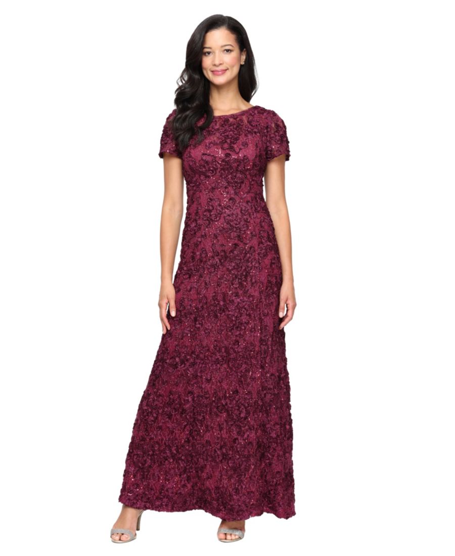 

Платье А-силуэта с пайетками и сутажем для невысоких девушек Alex Evenings, Wine