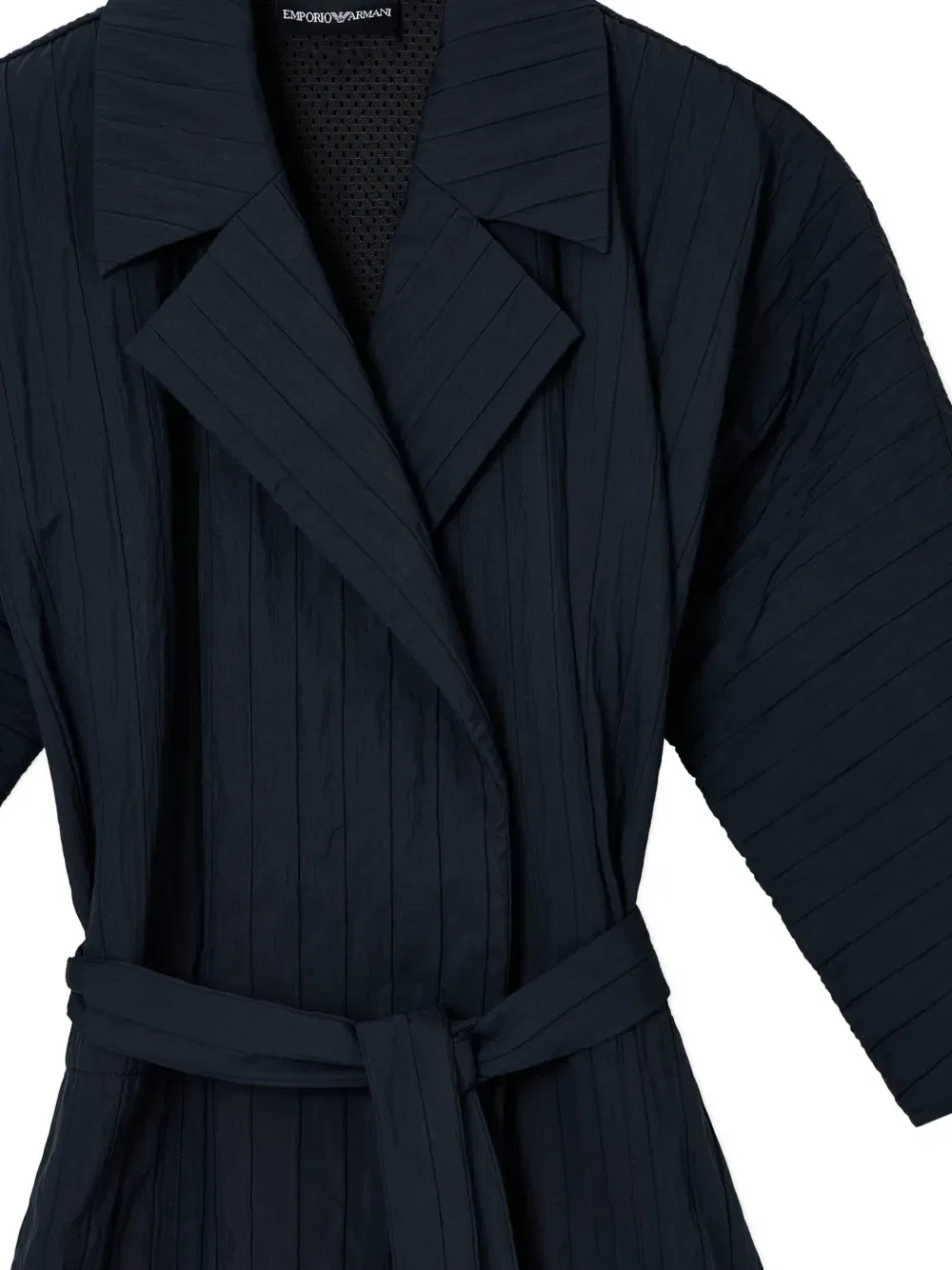 Пальто со складками и поясом Emporio Armani Kids, синий — фото 3