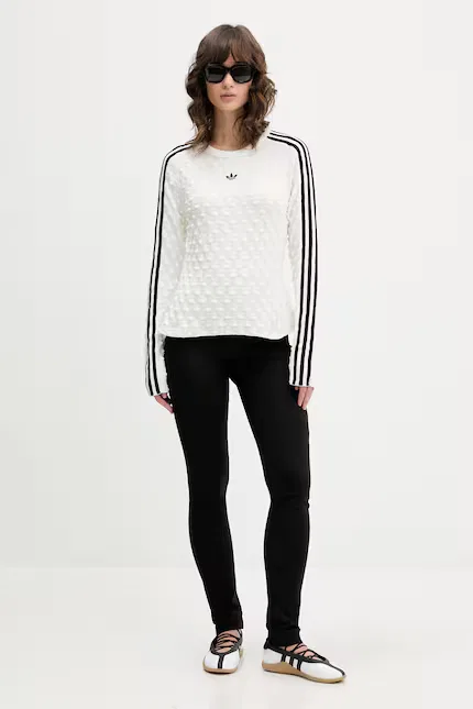 Свитер с добавлением шерсти классический пуловер Adidas Originals, бежевый — фото 2