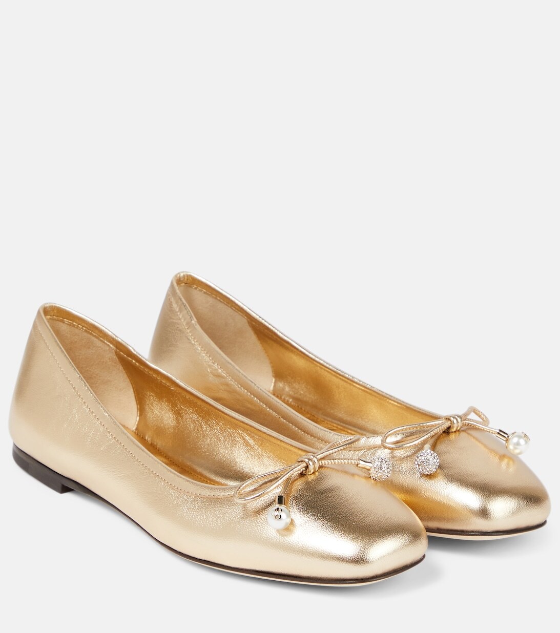 Балетки Elme из металлизированной кожи Jimmy Choo, золотой