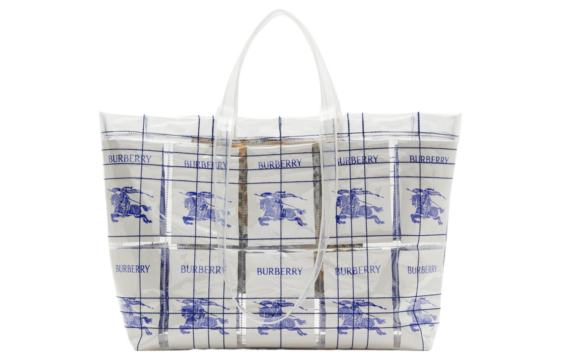

Burberry Полиуретановая сумка-шоппер, шоппер, мужская сумка white & blue