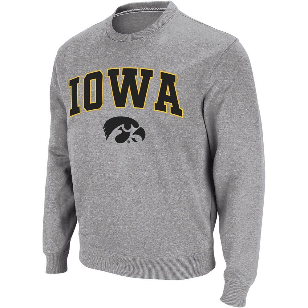 

Мужской свитшот с круглым вырезом Colosseum Heather Grey Iowa Hawkeyes Arch & Logo, цвет Iwa Grey