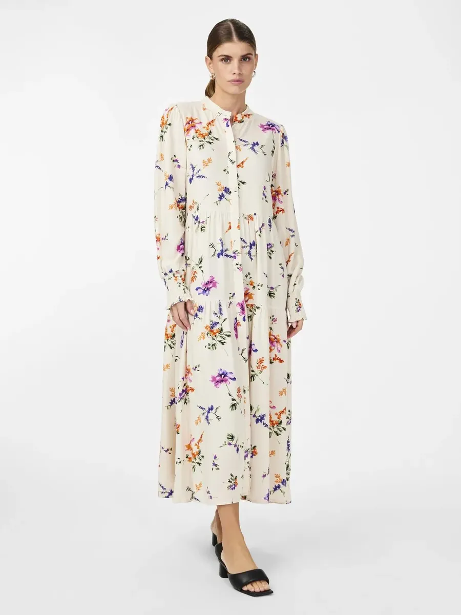

Платье с принтом Y.A.S "YASASINA LS LONG SHIRT DRESS S. NOOS", цвет Whitecap Gray Aop:Botanica Print