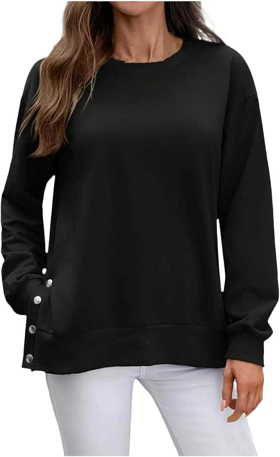 Женский свитшот с круглым вырезом, Pullover, черный