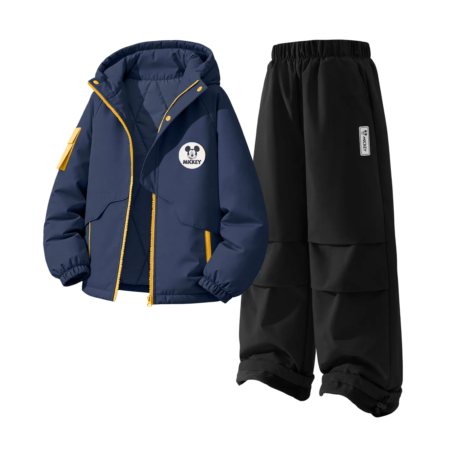 Детская повседневная худи для спорта Disney, [Thickened and Fleece-Lined]Dichi Round Hook-and-Loop K Navy Blue+DiH Square Hook-and-Loop K Black