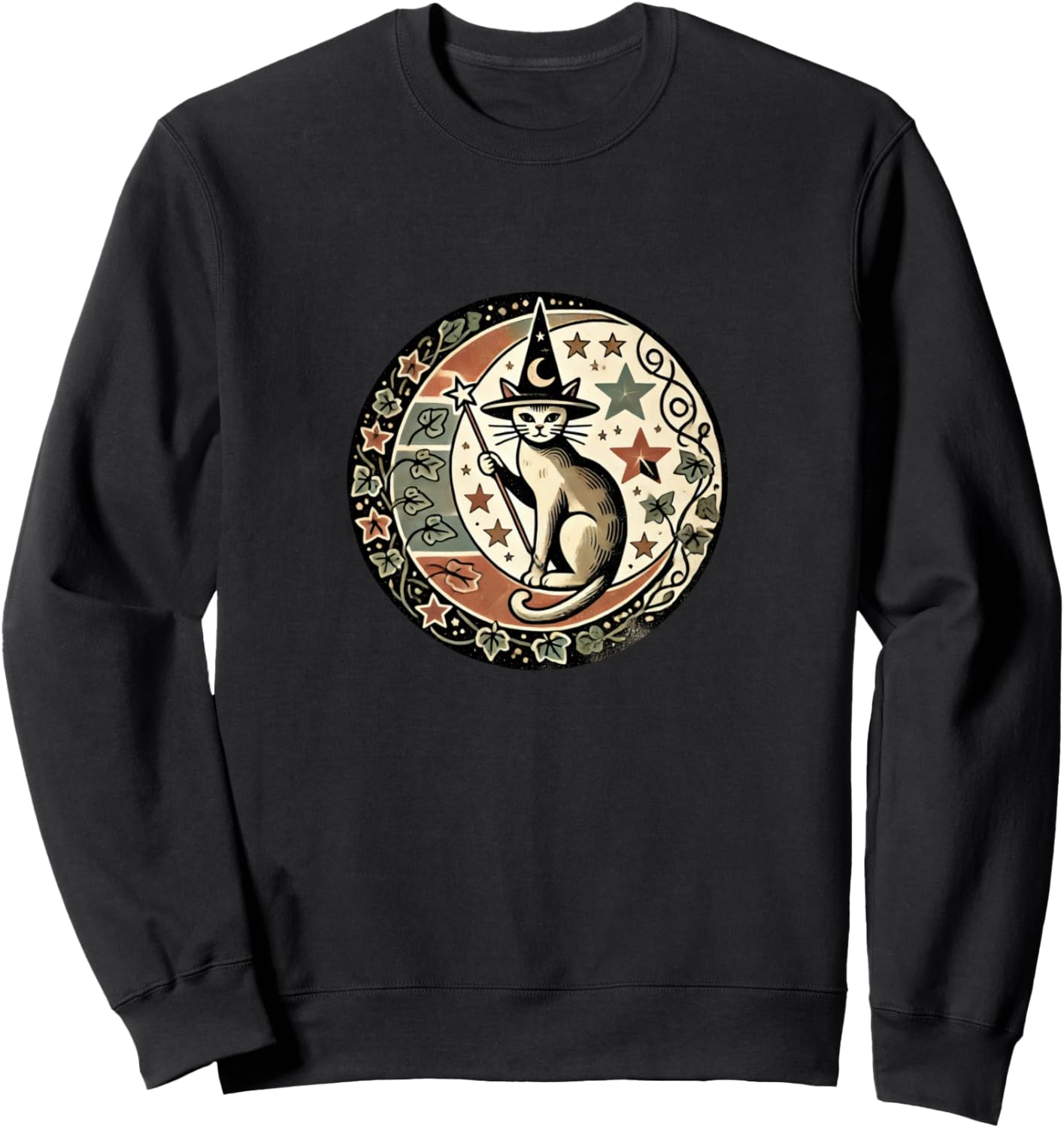 

Толстовка «Волшебная кошечка», иллюстрация кота-волшебника Cat Snugg, черный