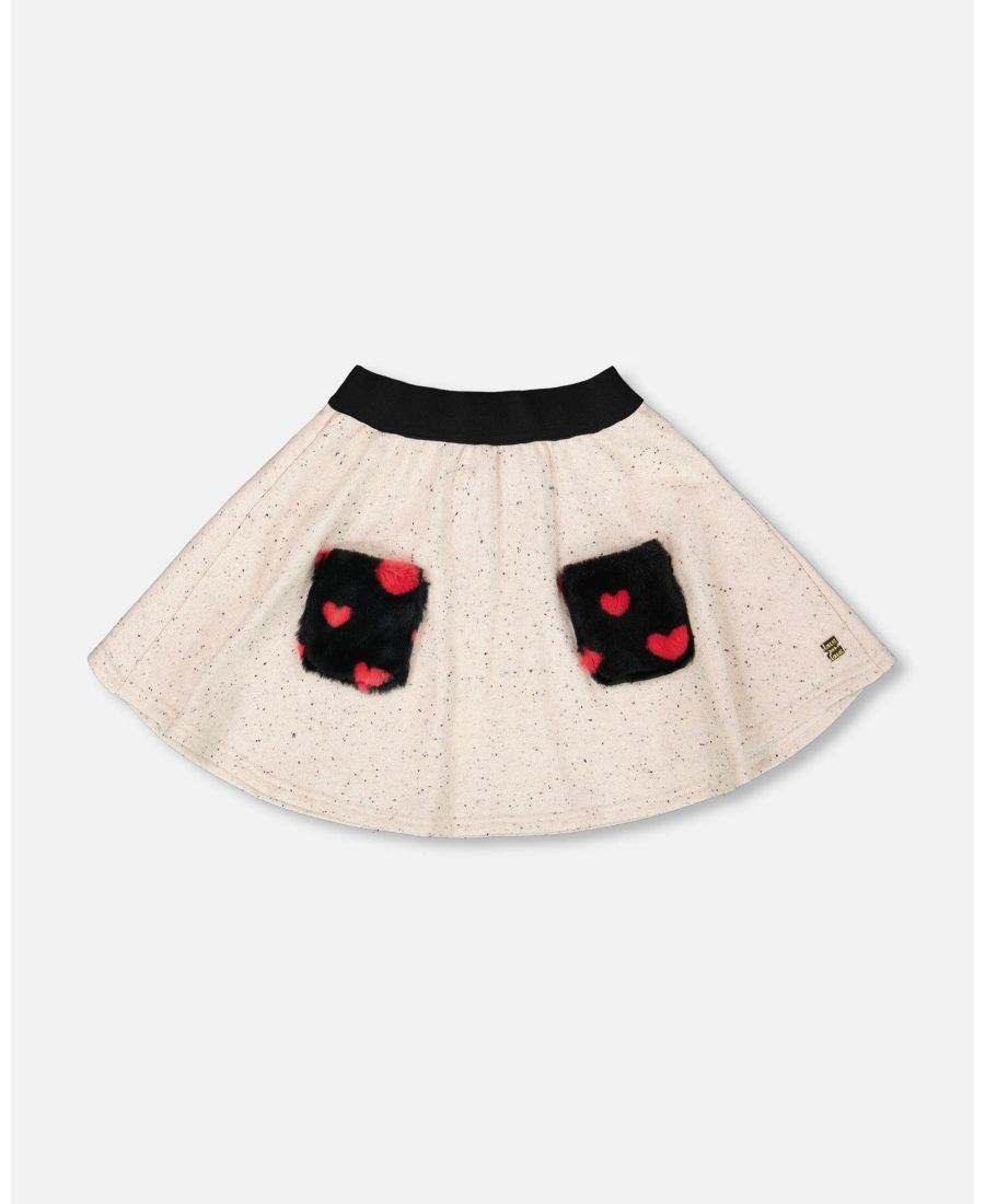 

Детская блестящая юбка из французской махровой ткани, бежево-черного цвета Deux par Deux, Beige and black