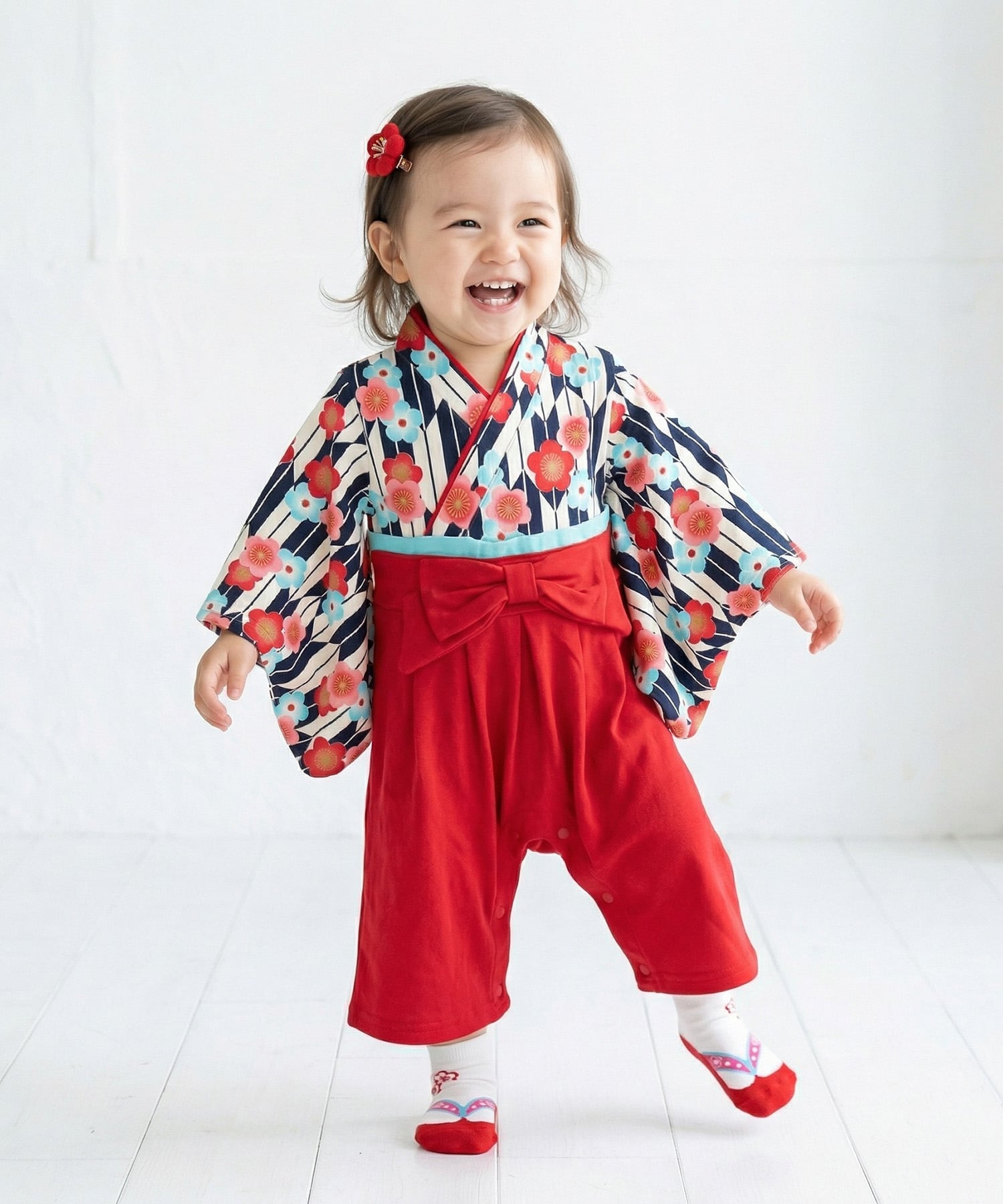 Комбинезоны-хакама для девочек Chil2, Arrow feather pattern in crimson red