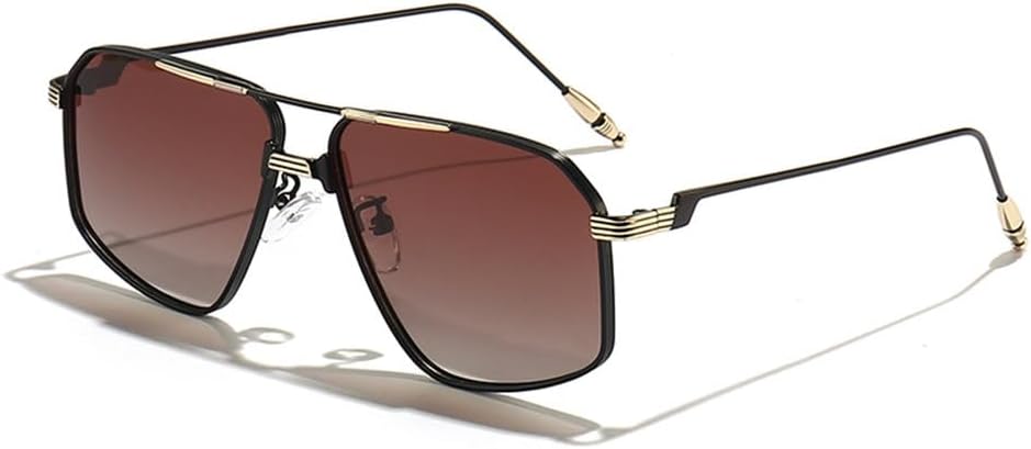 

Мужские металлические солнцезащитные очки с классическим градиентом и двойным дужком, женские очки со специальными дужками, в футляре, защита от ультрафиолета UV400 TYUVIVO, C06 Black Tea