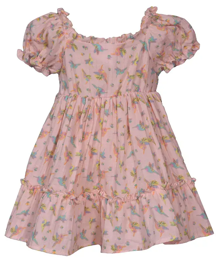 

Платье для девочки с вышивкой колибри и сборками Bonnie Baby