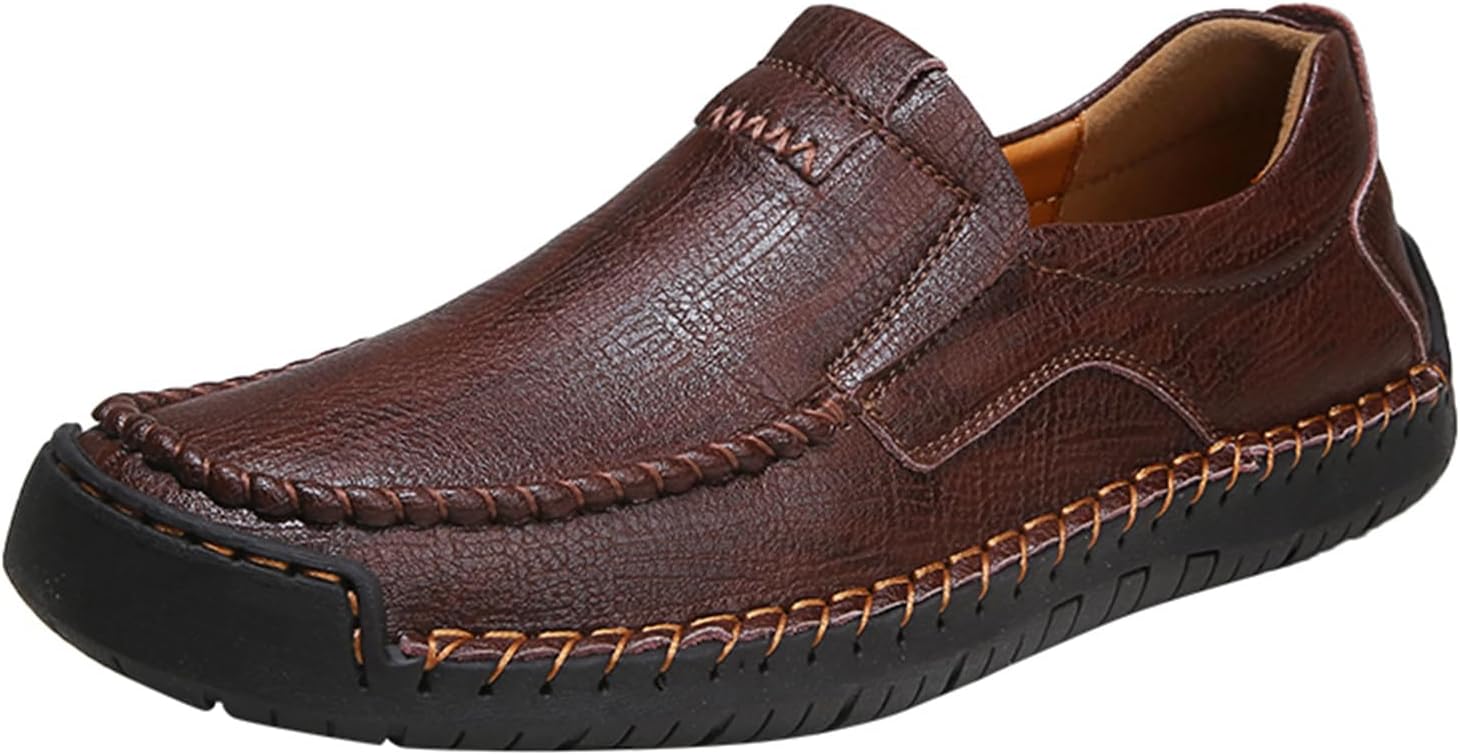 

Мужские слипоны JiuQing, повседневные туфли-лоферы с мягкой подошвой, для работы и прогулок, кожаные, коричневый