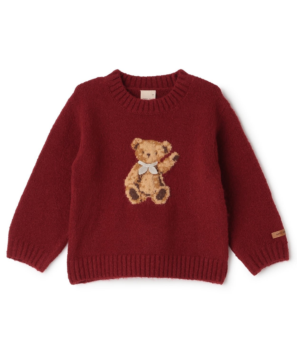 Вязаный пуловер в виде медведя Petit main, Red