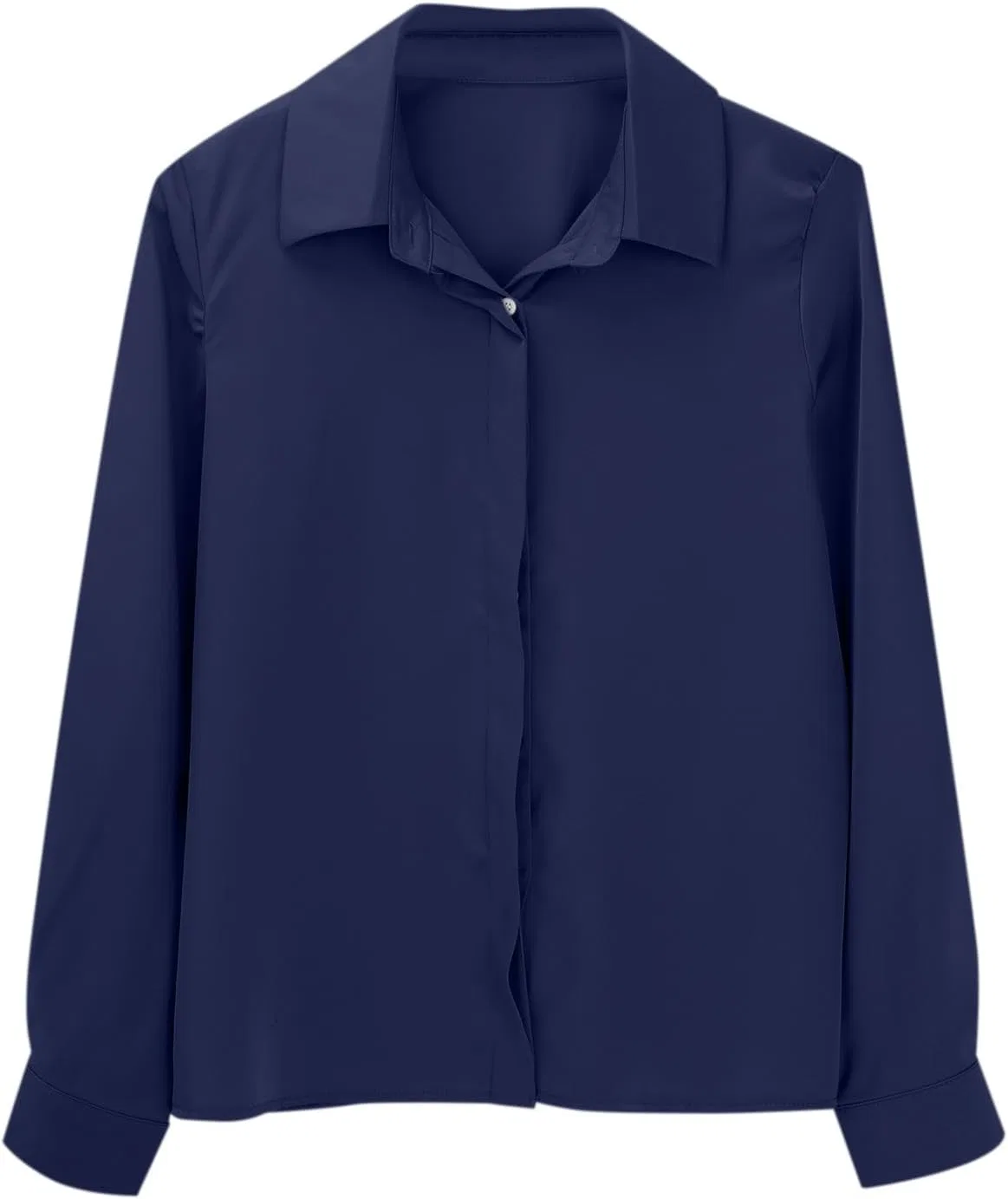 Блуза, женская, Button-Down Shirt, темно-синий — фото 4
