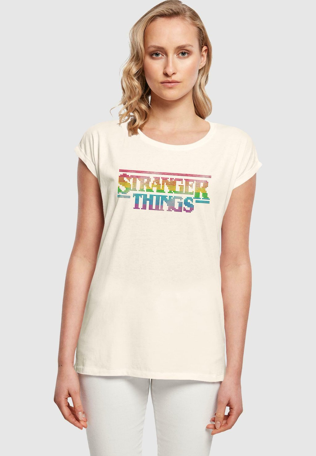 

Футболка с принтом STRANGER THINGS - RAINBOW DOT LOGO ABSOLUTE CULT, песочный