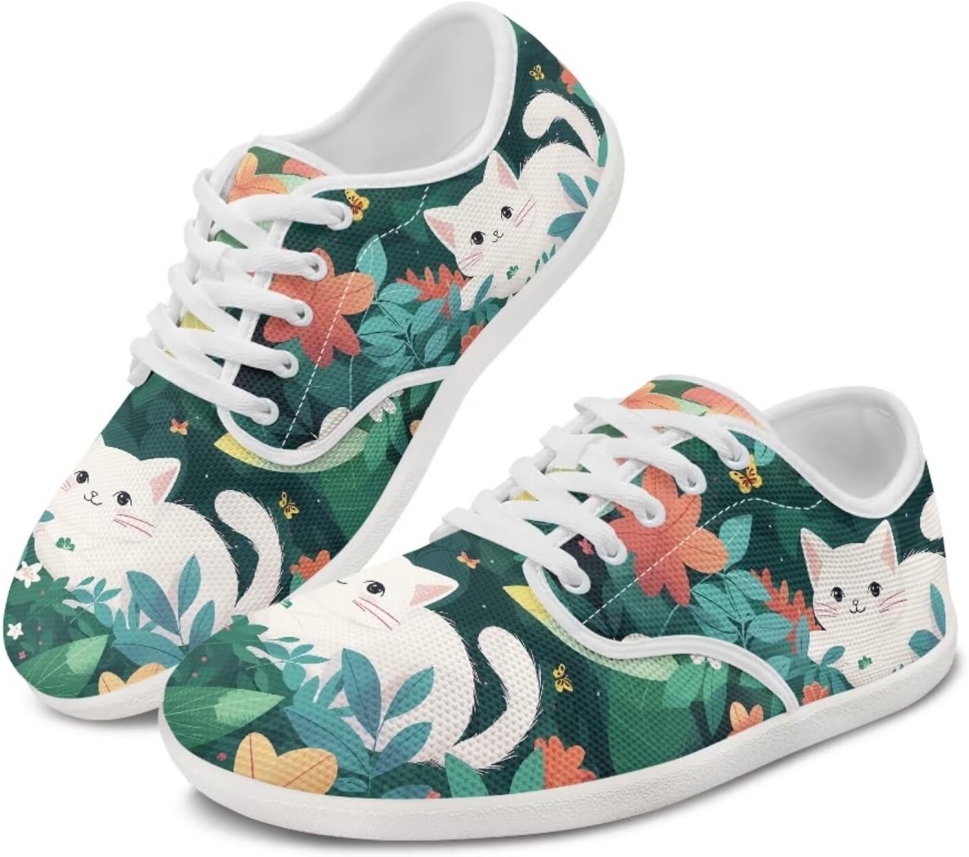 

Женские кроссовки с котиком, беговые, повседневные, для отдыха, вождения, лоферы, на шнуровке, для прогулок на улице Ecaestolph, белый/зеленый