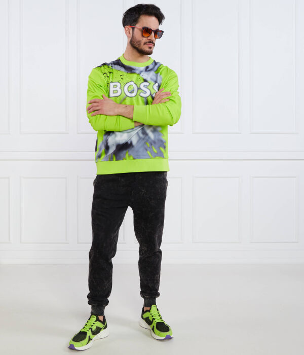 Толстовка мужская Boss Green с контрастным принтом, зеленый — фото 2