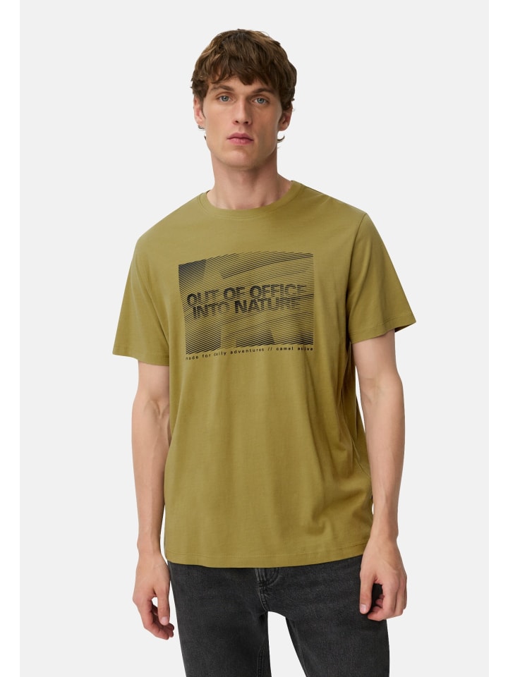 

Футболка с принтом из экологически чистого органического хлопка в Мосштайне Camel Active, Бежевый, Футболка с принтом из экологически чистого органического хлопка в Мосштайне Camel Active