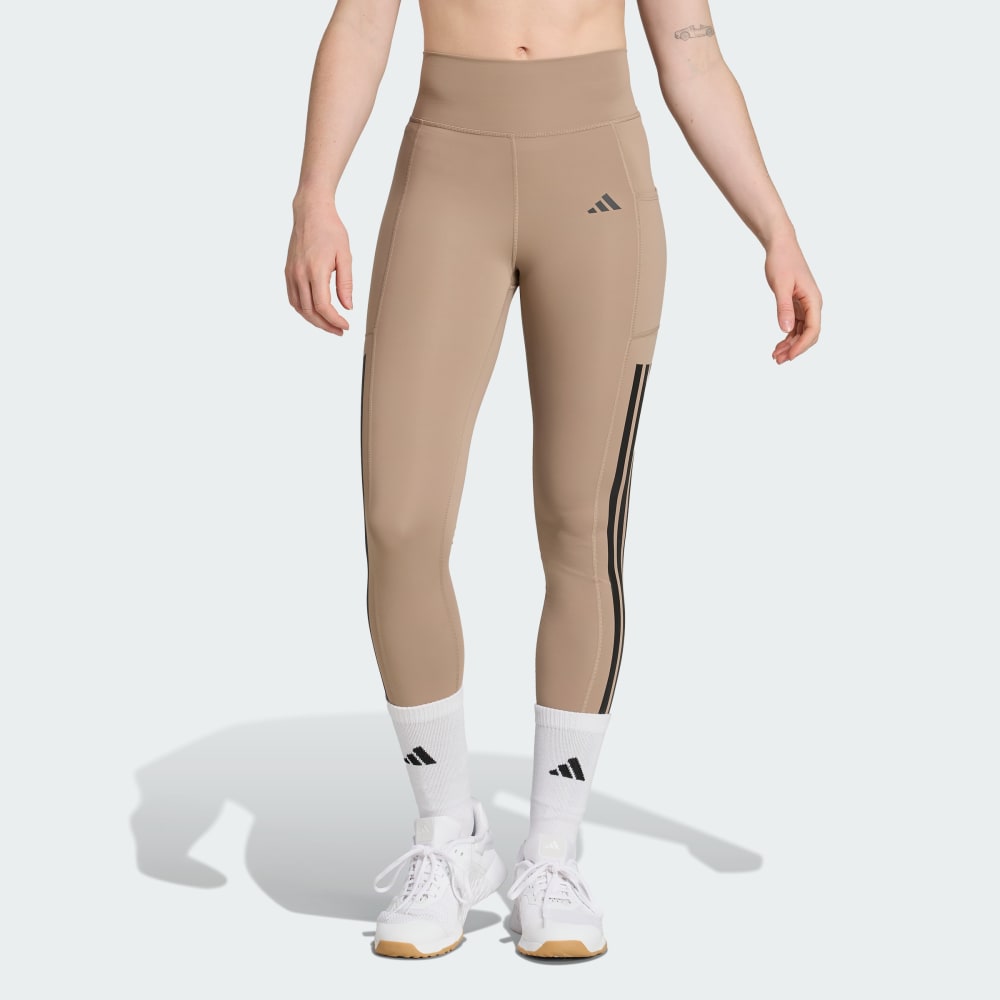 

Леггинсы Adidas Optimé 3-Stripes Full Length Leggings, цвет Chalky Brown