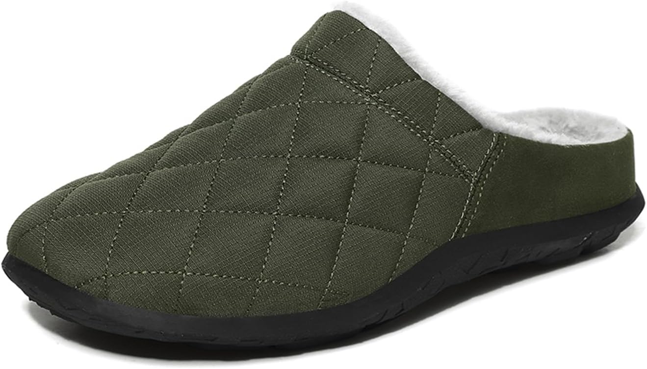 

Мужские домашние тапочки LLTMALL с плюшевой подкладкой, с закрытым носком, теплые для зимы, для дома и улицы, зеленый