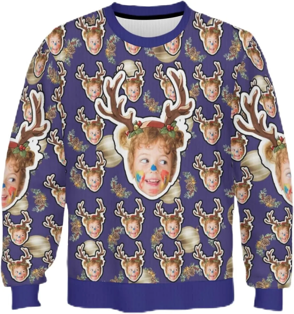 

Индивидуальный свитер с лицом на Рождество для женщин и мужчин