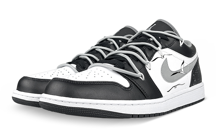 Кроссовки Air JORDAN 1 Vintage Basketball Shoes Unisex Low-Top Black White Gray — фото 3