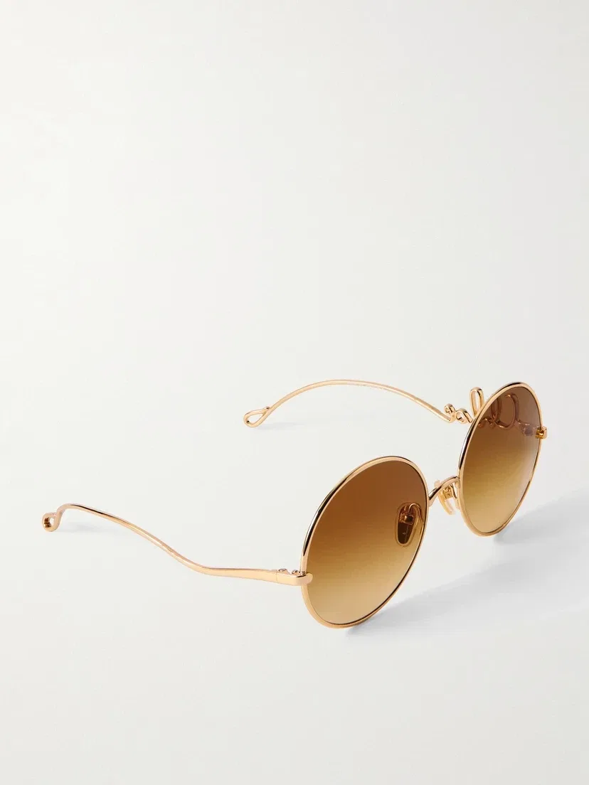 Культовые круглые солнцезащитные очки золотистого цвета Chloé Eyewear, золотой — фото 3