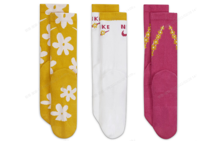 Детские носки средней плотности Nike, 3 pack (желтый/белый/розовый) — фото 4