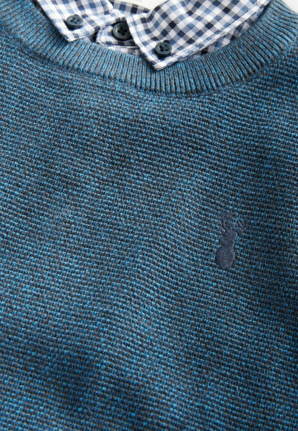 

Джемпер MOCK GINGHAM AND CREW NECK REGULAR FIT Next, синий