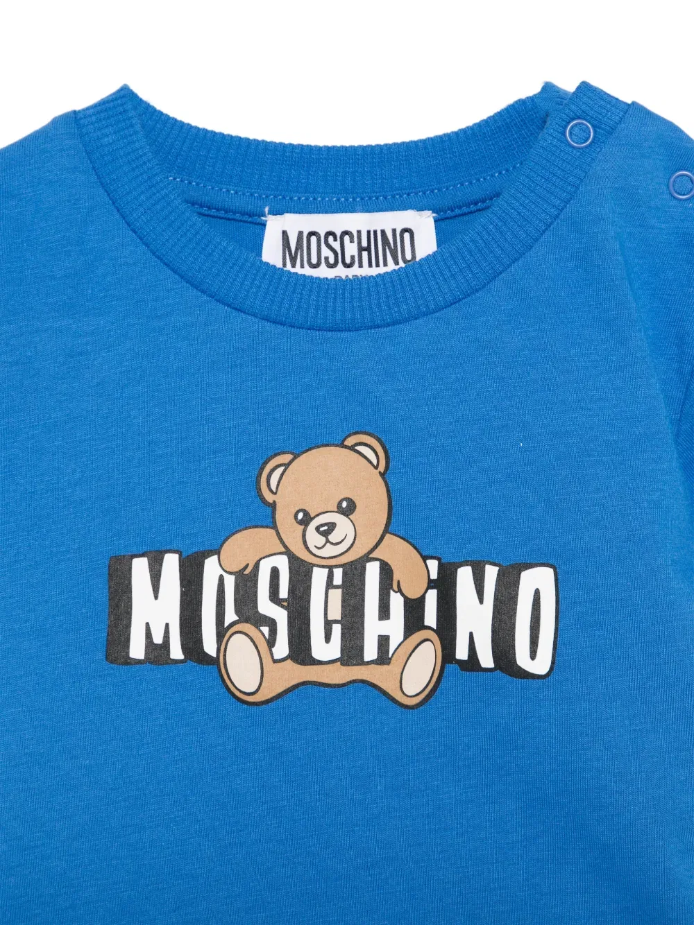 Комплект детского комбинезона с изображением медведя Moschino Kids, синий — фото 3