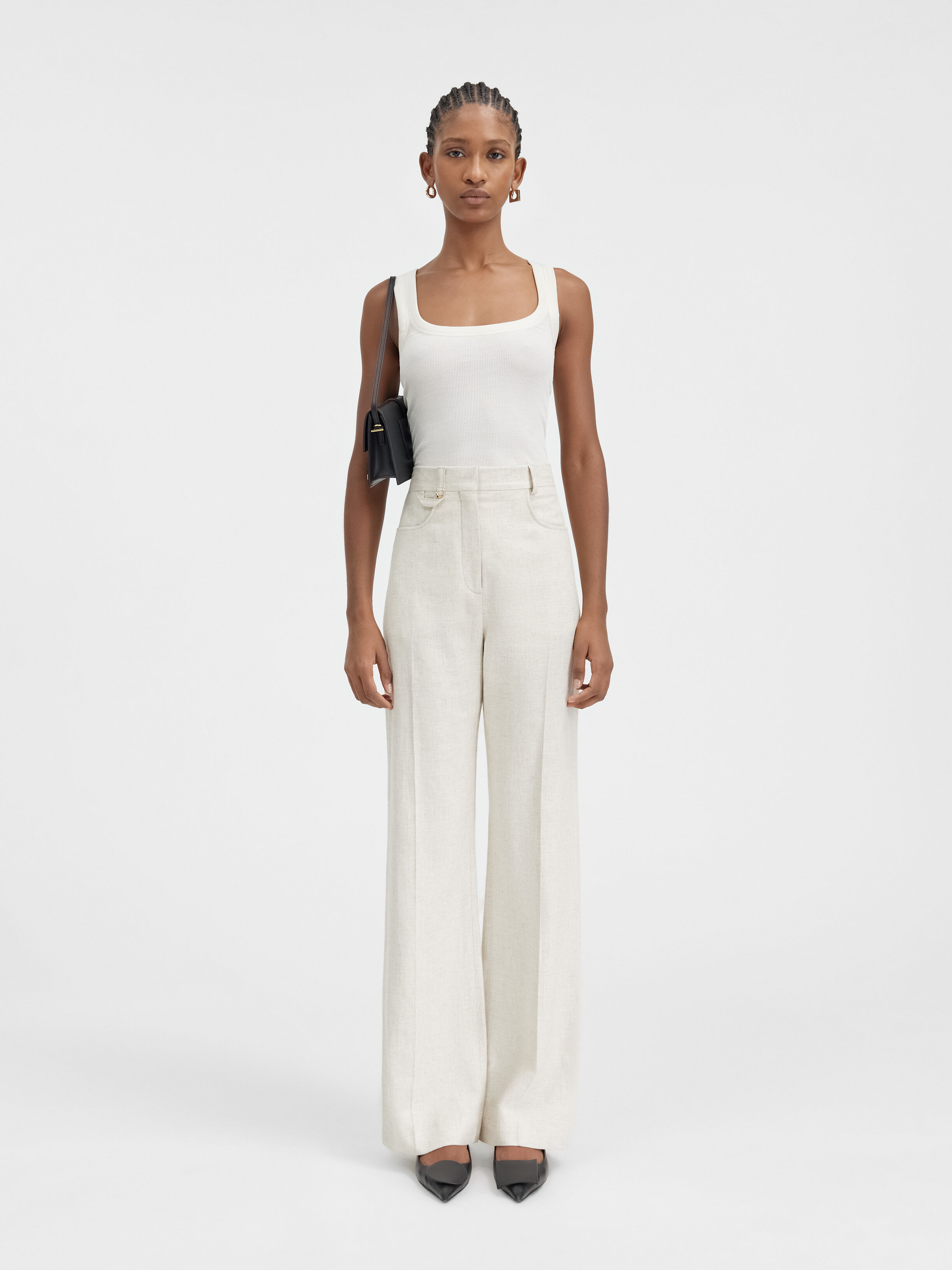 

Расклешенные брюки с высокой талией JACQUEMUS The Sauge pants, светло-бежевый