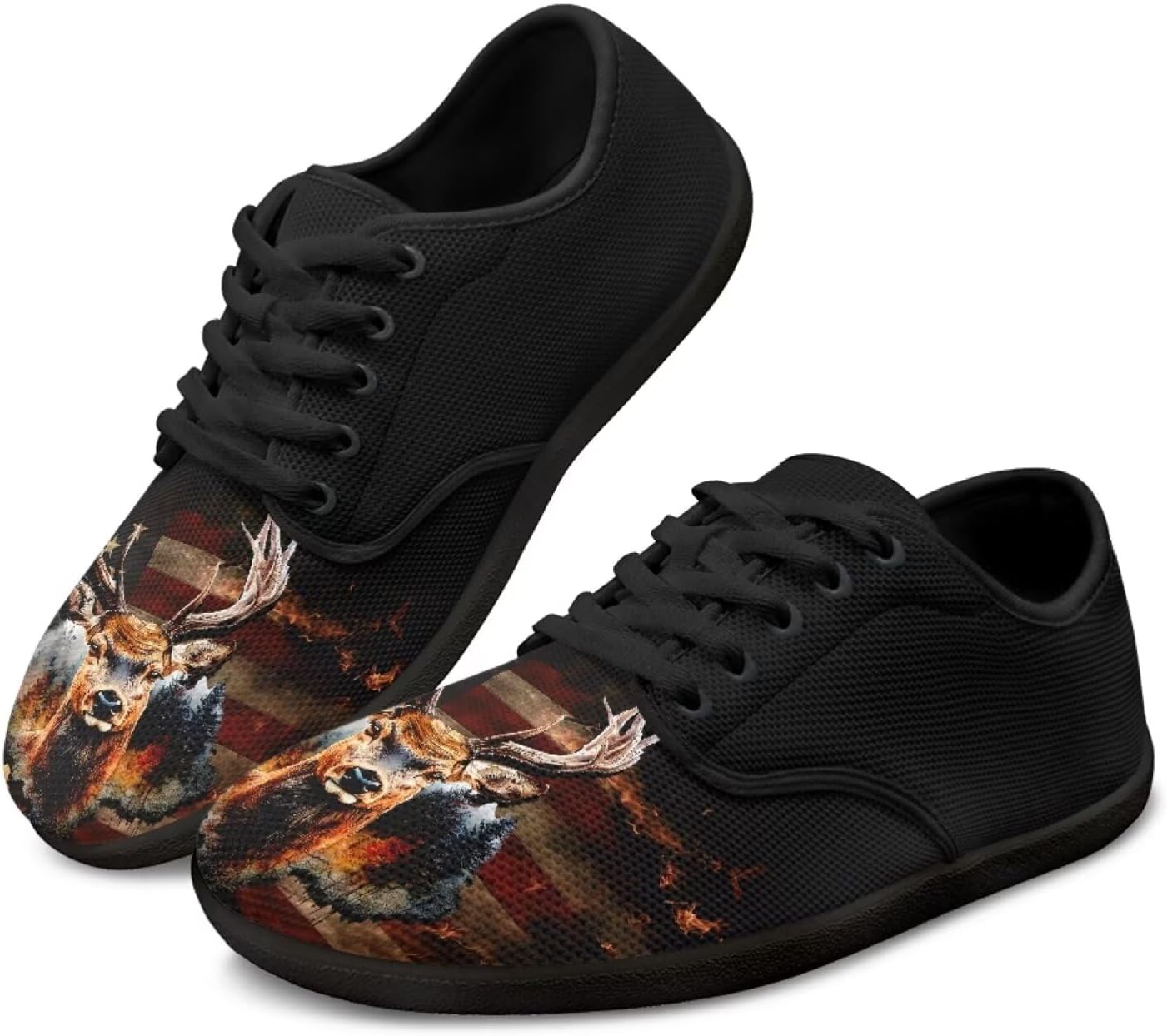 

Мужские минималистичные прогулочные кроссовки с широкой ноской, без перепада высоты, повседневные дышащие слипоны для тенниса Pointodoor, American Flag Deer