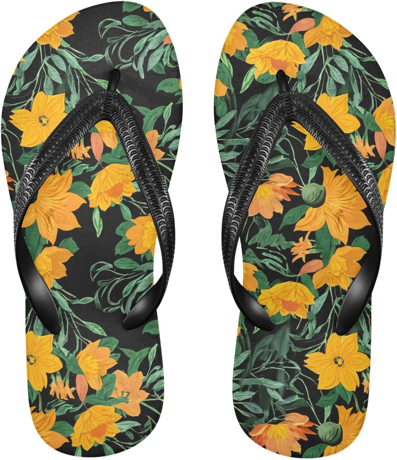 

Шлепанцы с оранжевым цветочным орнаментом, пляжные, для душа, резиновые, нескользящие, летние, для женщин и мужчин Sinestour
